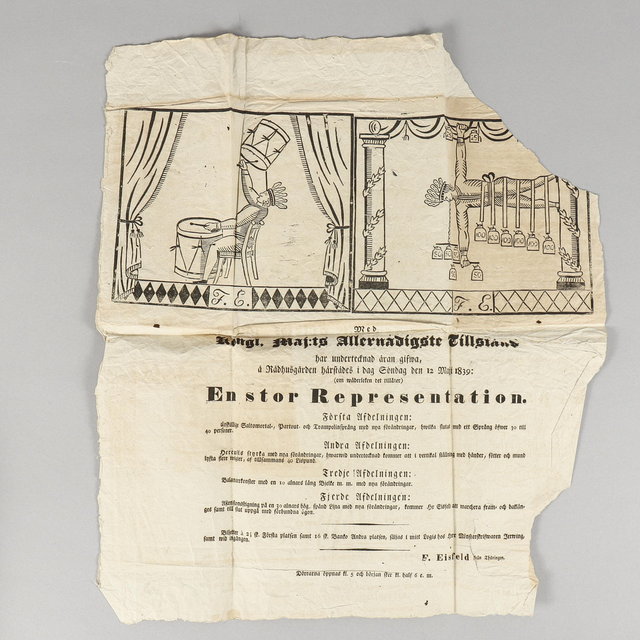CIRKUSAFFISCH Friedrich Eisfeldt, 1839.