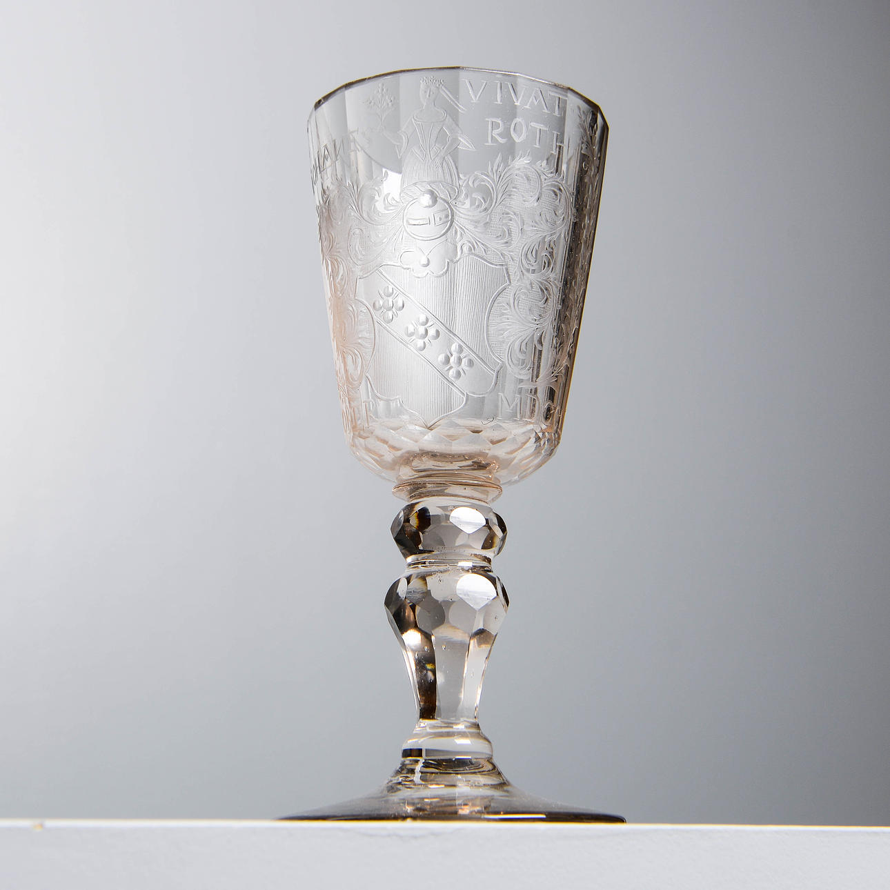 GOBLET, glass, probably Bohemia, 1767.