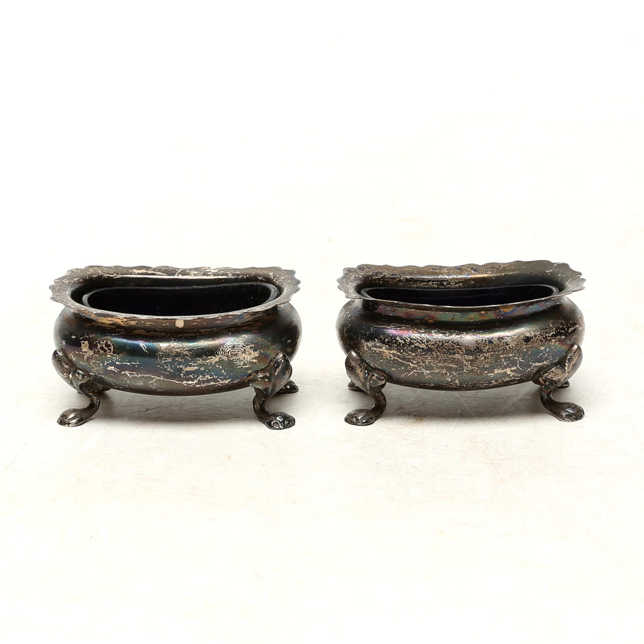 SALTKAR, 2 st, silver/glas, England.
