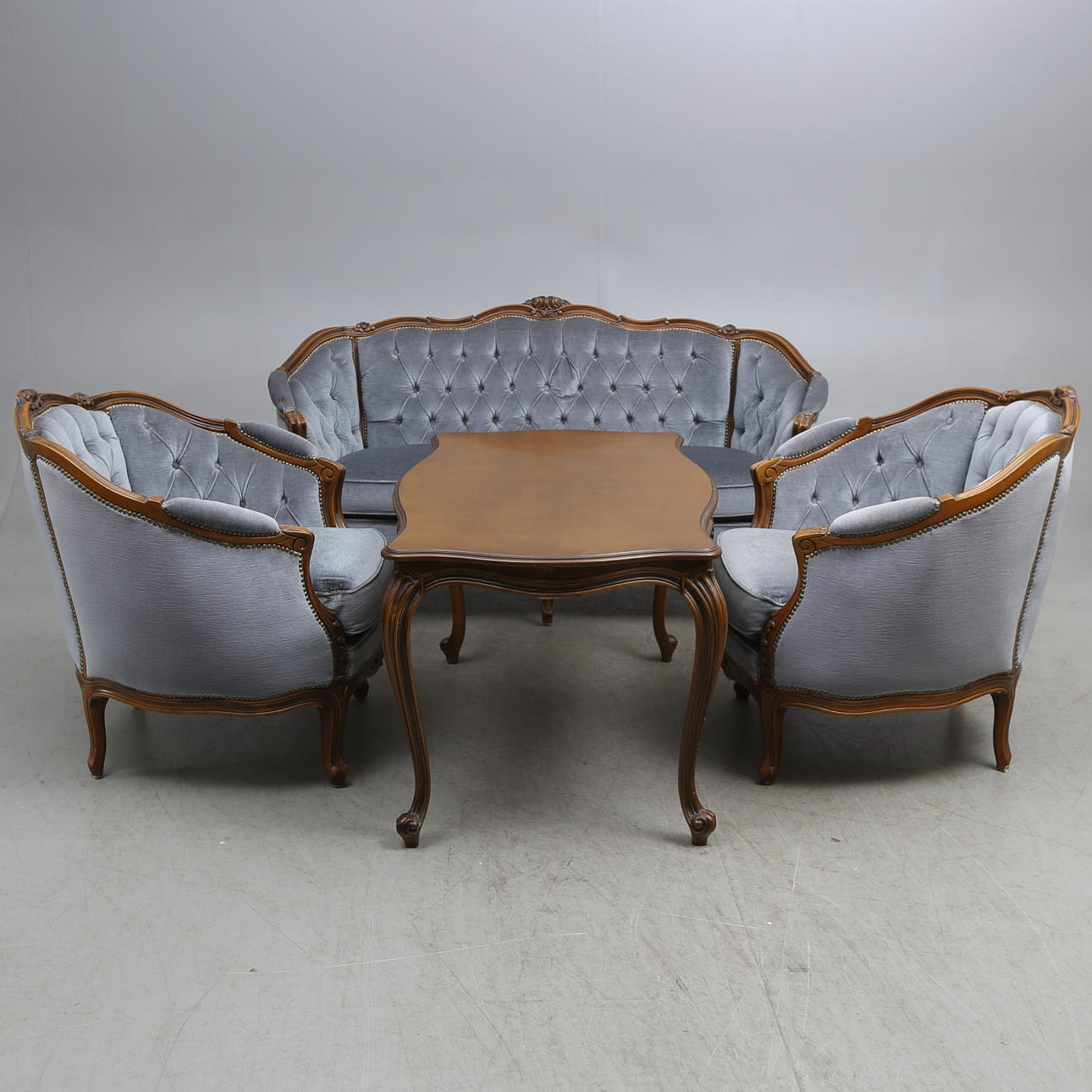 SOFFGRUPP, 4 delar, rokokostil, 1900-tal.