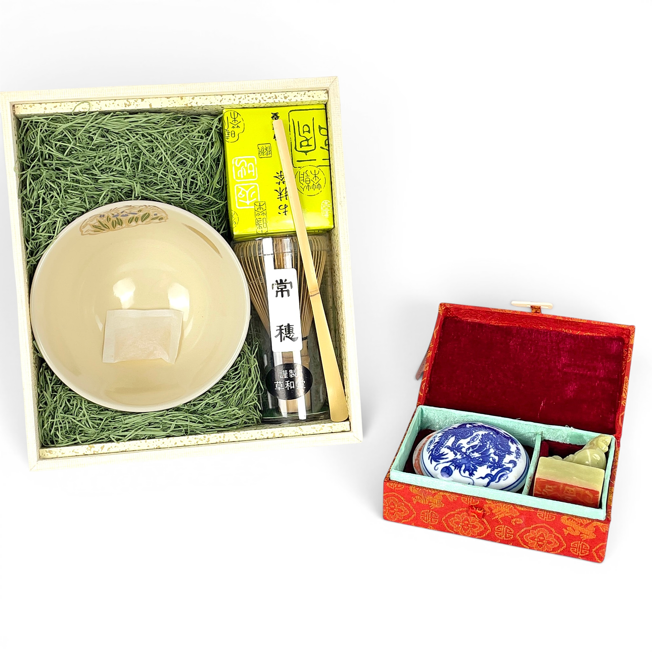 MATCHA TE-SET samt STÄMPELSET, 2 delar, Japan.