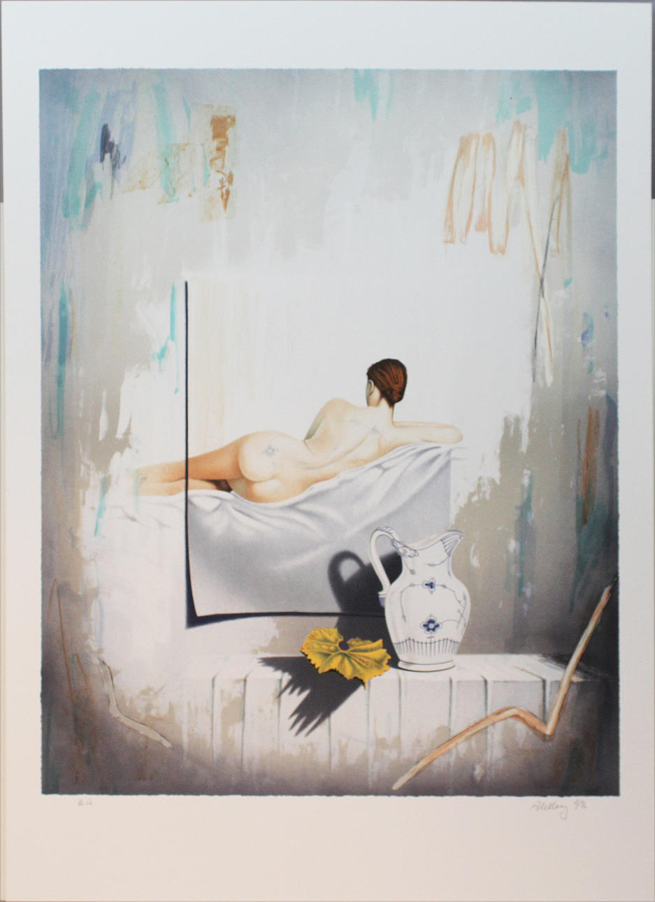 OLE AHLBERG. Modell. Färglitografi. Signerad Ahlberg och daterad -93. EA.