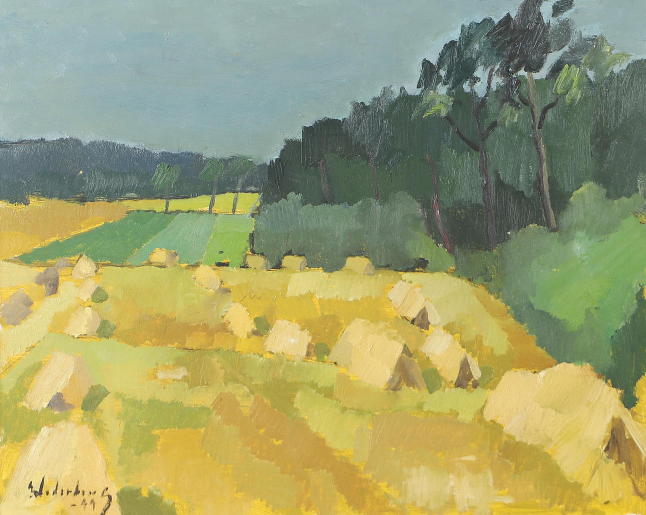 ERIC CEDERBERG. Harvest landscape, oil on panel, signed E. Cederberg -44.