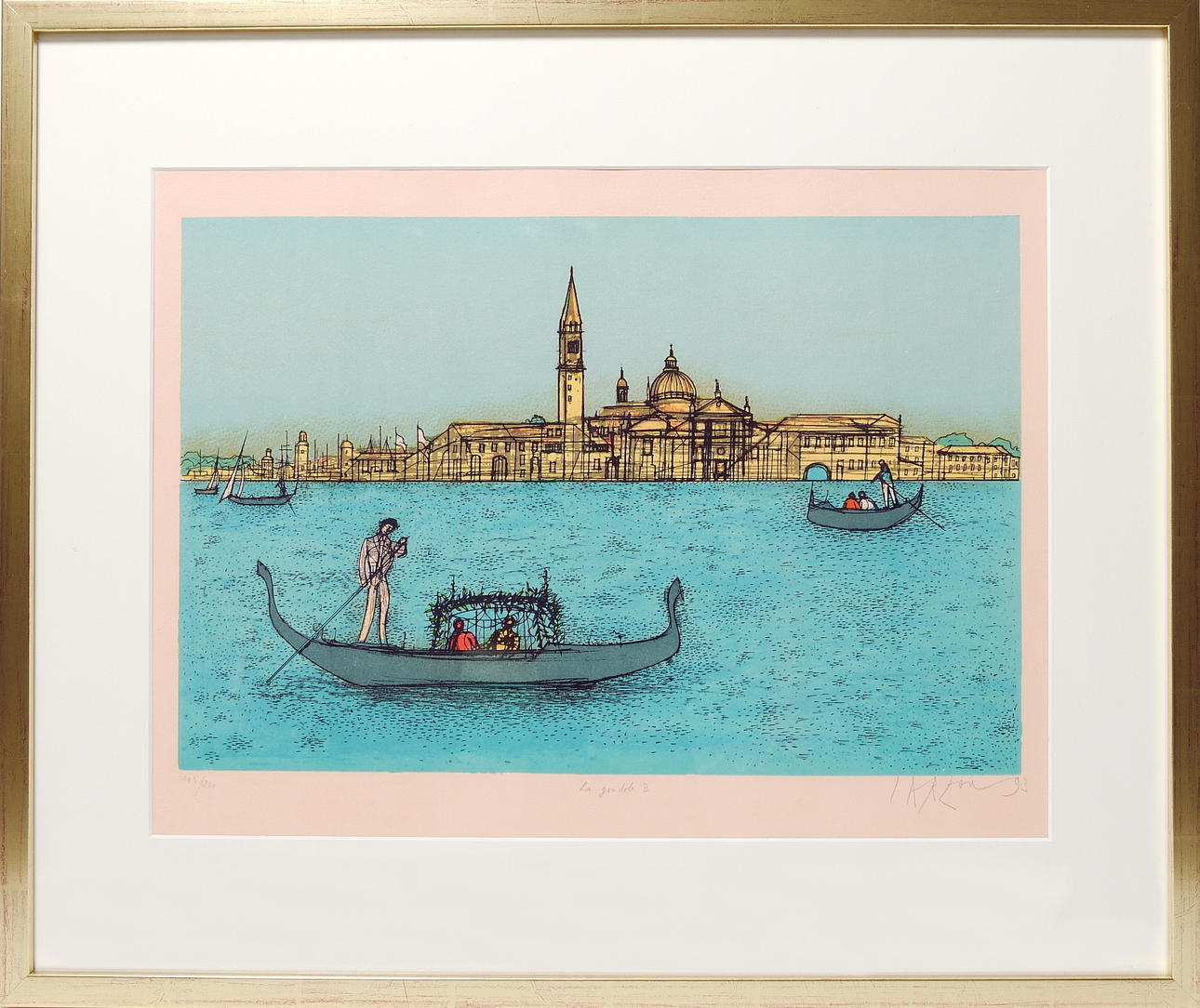 JEAN CARZOU. "La Gondole II", silkscreentryck, signerad Carzou, dat. 93, num. 103/200.