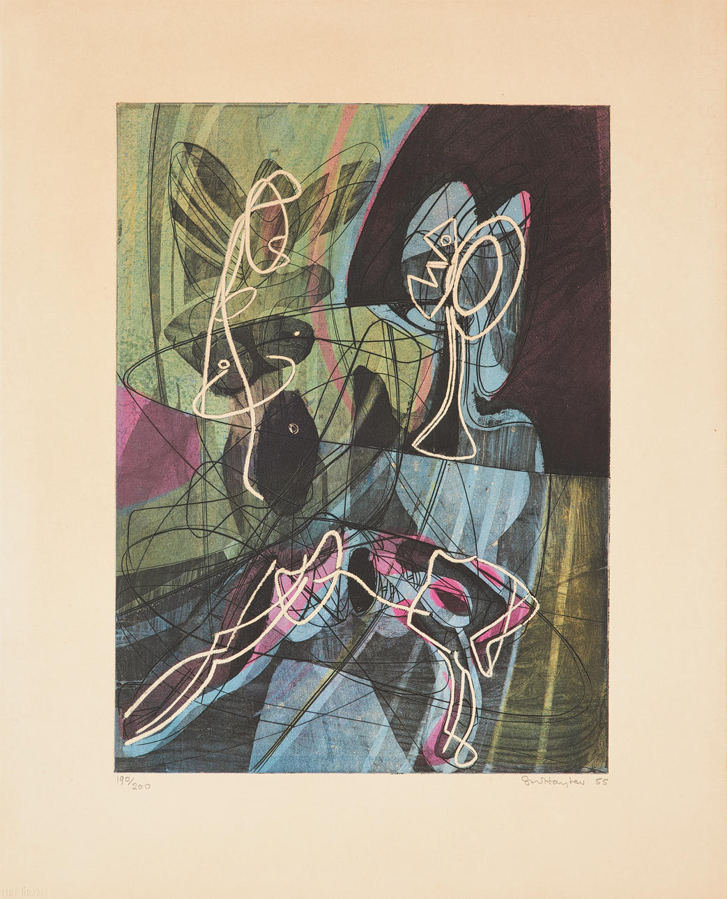 Stanley William Hayter（スタンリー・ウィリアム・ヘイター） STANLEY WILLIAM HAYTER (1901-1988). Composition, colour etching