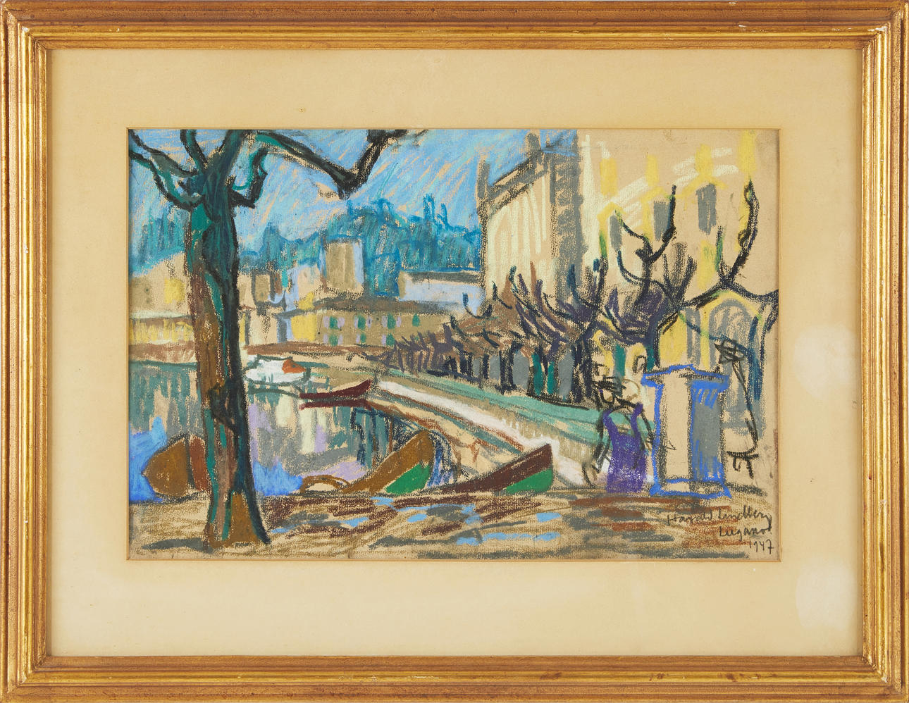 HARALD  LINDBERG. Lugano, signed and dated 1947, pastel.