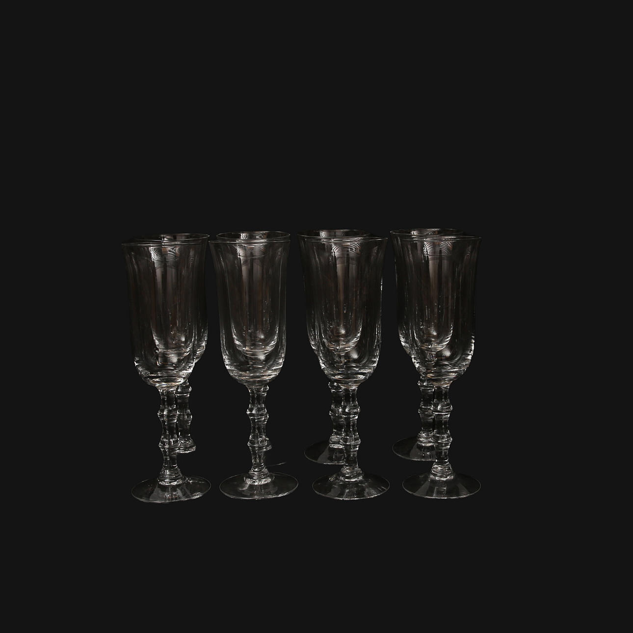 SIMON GATE. Champagneglas, 8 st, "Salut", Orrefors.