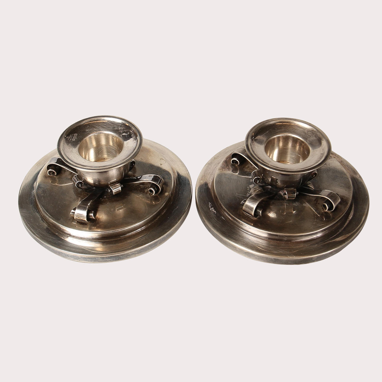 LJUSSTAKAR silver, Rich Jörgensen Danmark, ett par, 1930- tal.