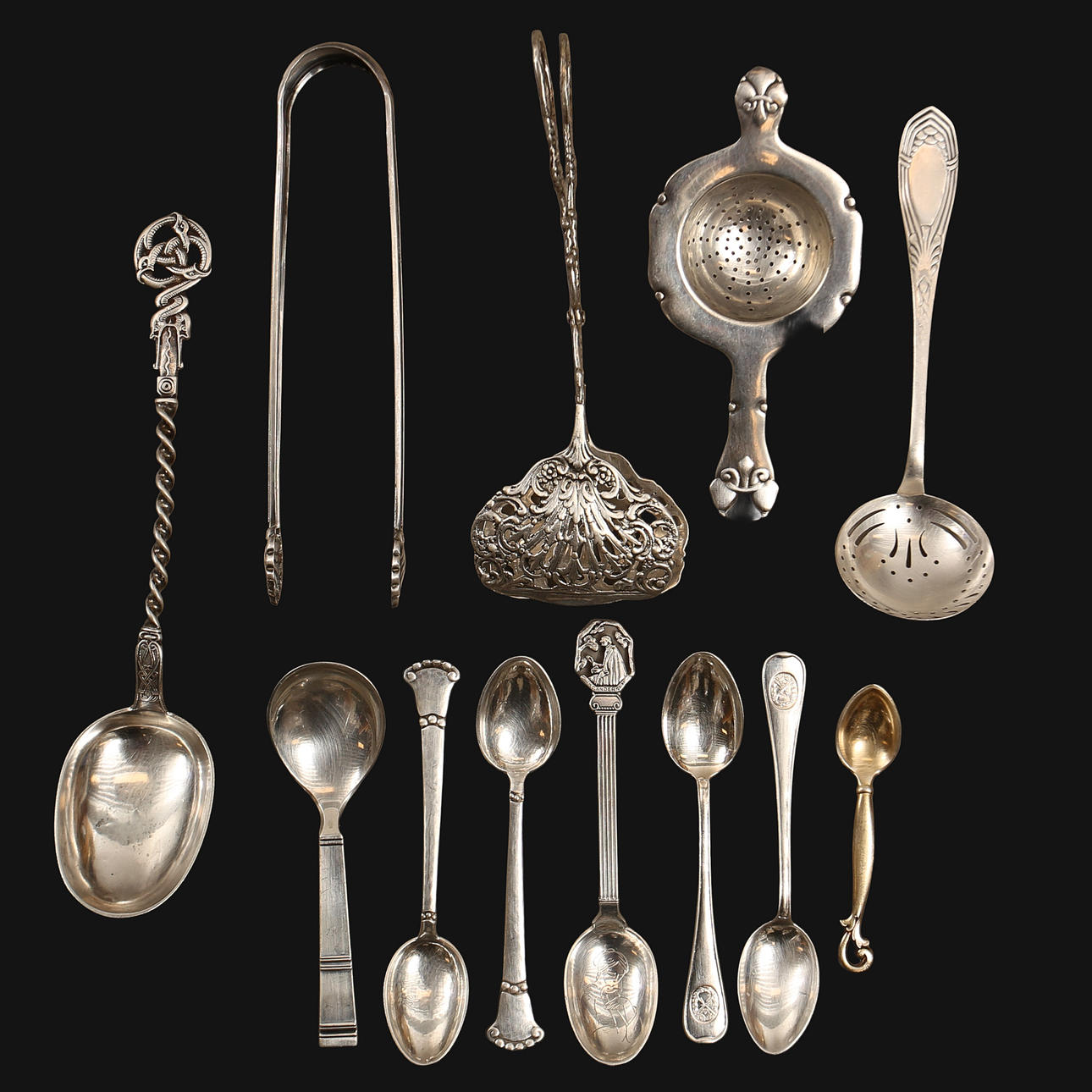 PARTI DIVERSE BESTICK, silver, 11 delar.