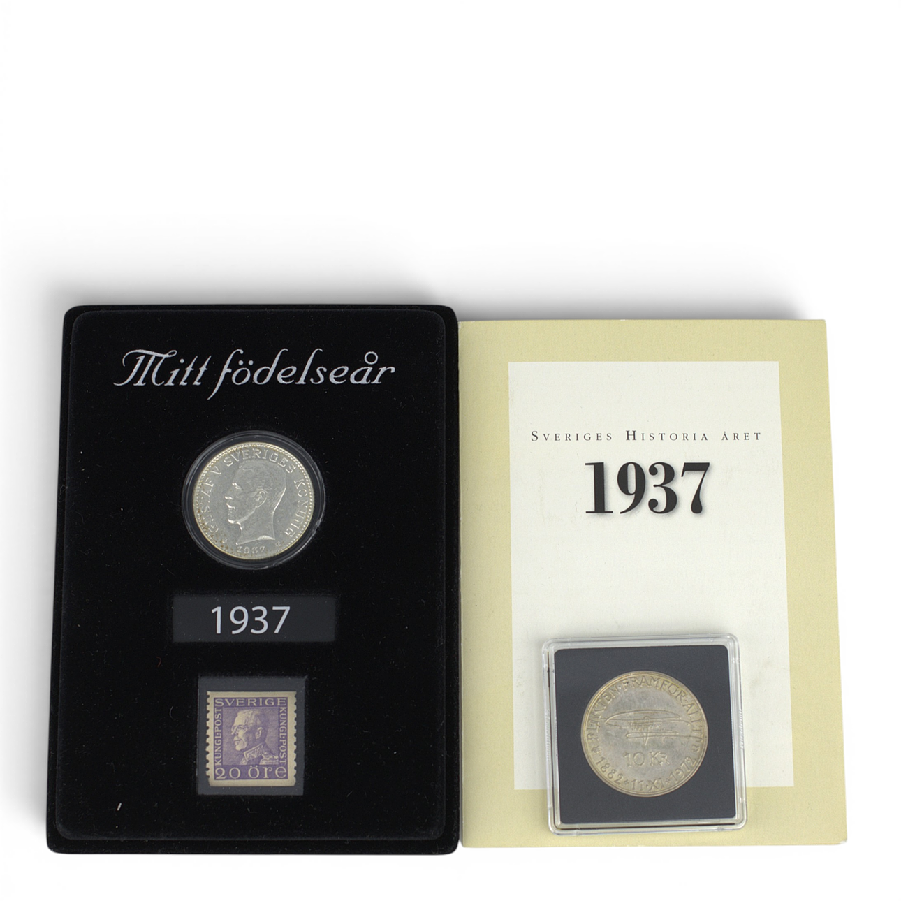 MYNT, 2 st. 1937 och 1972, ocirkulerade, i plastfodral.