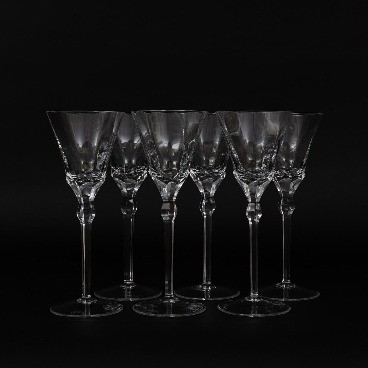 VINGLAS, 6 st, optikblåst kristallglas, Moser, Karlsbad.
