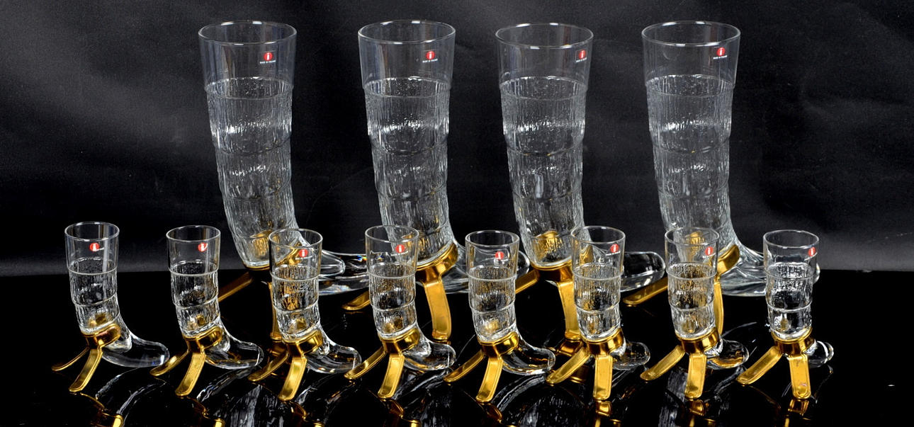 DRYCKESHORN, 12 st, glas, "Harald", Valto Kokko, Iittala, Finland.