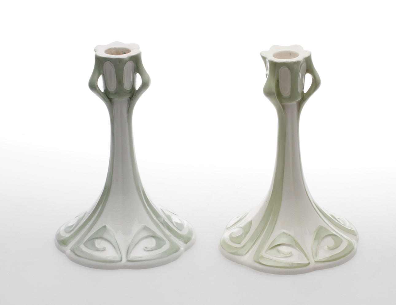 LJUSSTAKAR, ett par, flintgods, jugend, Rörstrand, tidigt 1900-tal.