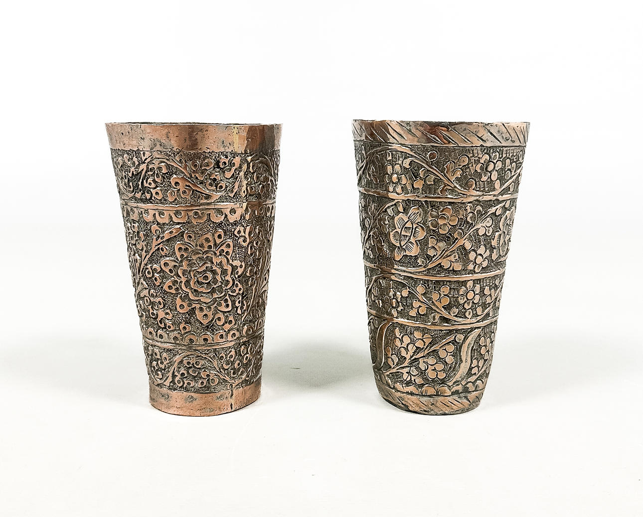 BÄGARE, 2 st, koppar, tenn, orientaliska.