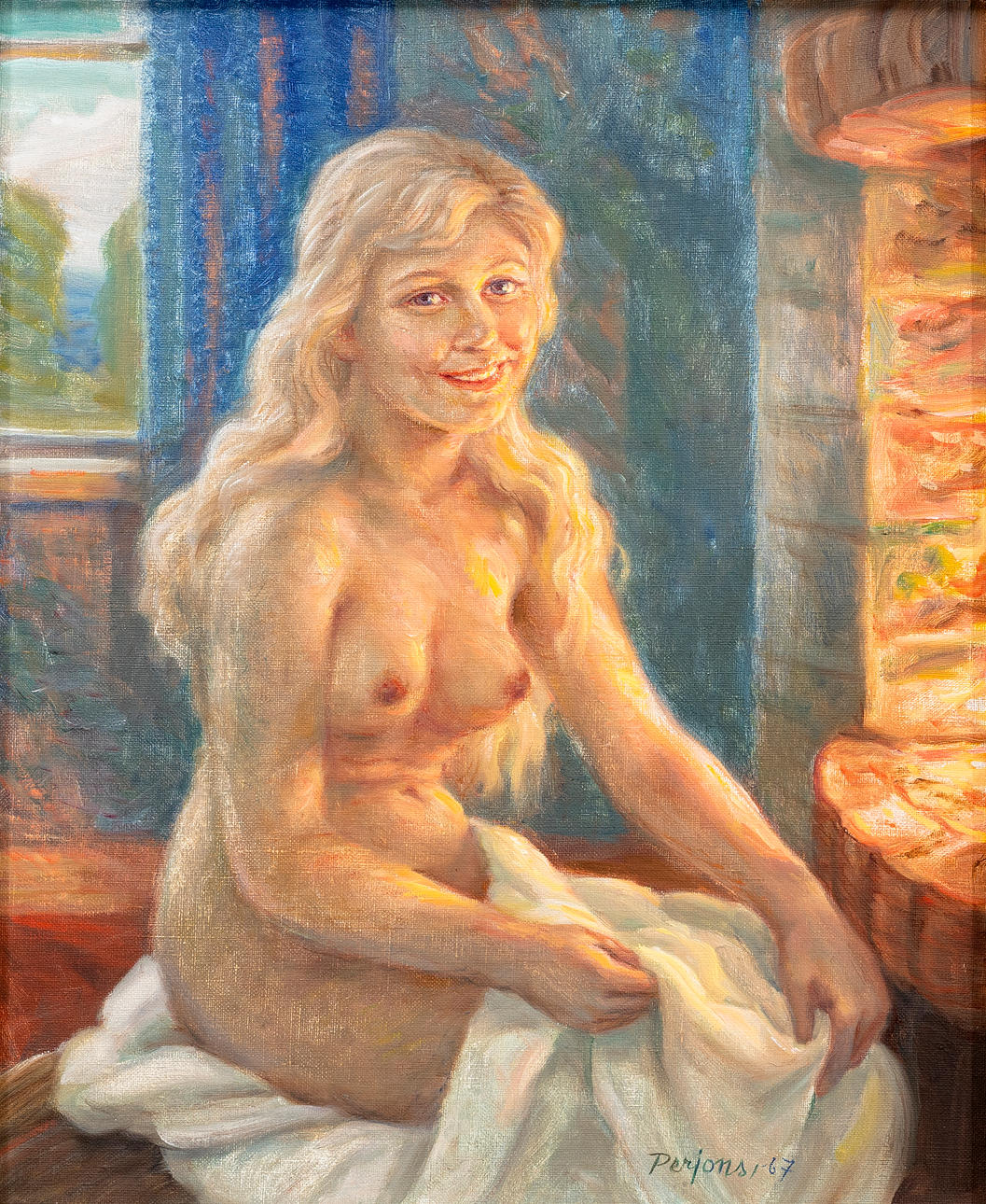 PER HILDING PERJONS. Portrait, oil on canvas, signed, dated -67.