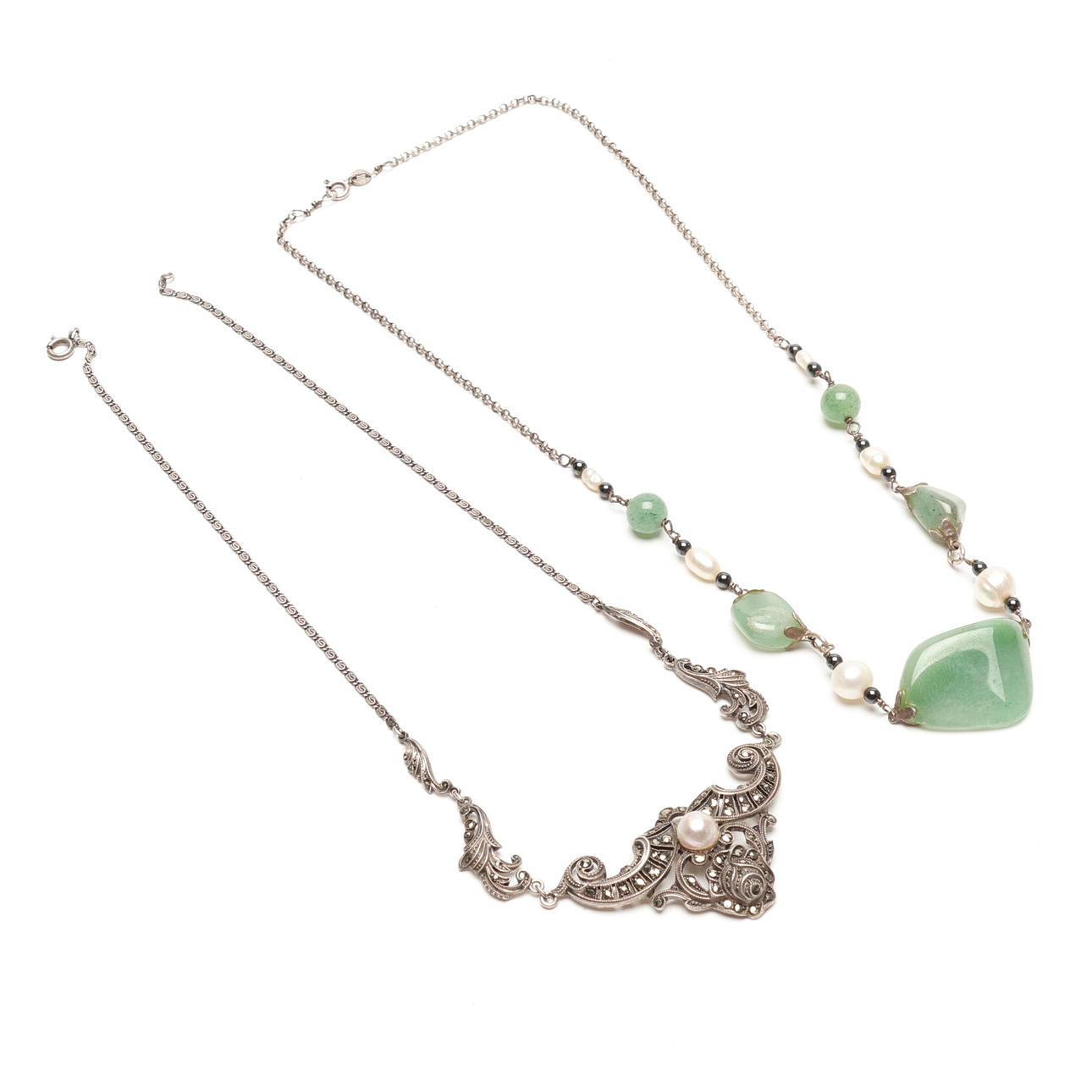 COLLIER, 2st, silver, b.l.a. markasiter och stenar.