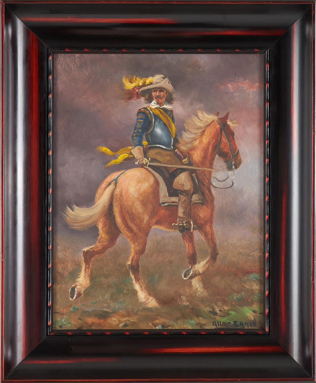ALLAN EGNELL. Carolean on horseback, oil on panel, signed. Art ...