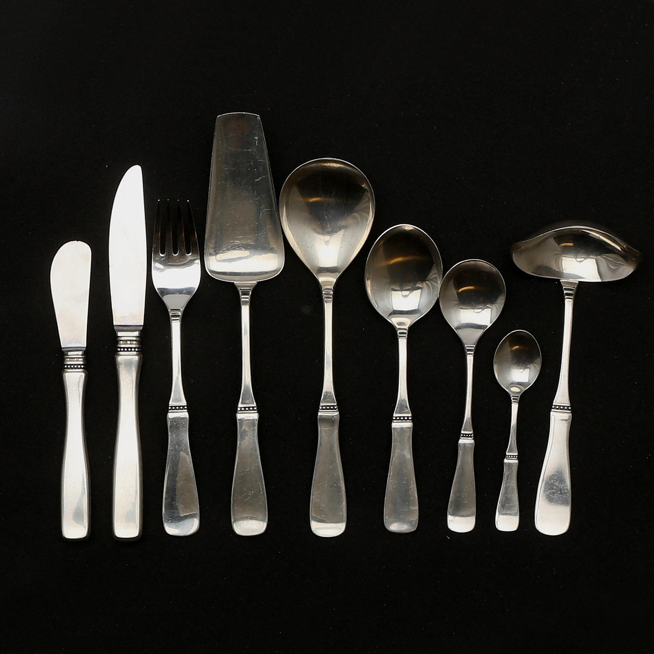 BESTICKSERVIS, silver, 54 delar, "Uppsala" K G Markström MGAB, Lidköping, 1974 - 1975, totalvikt 2 315 gram.