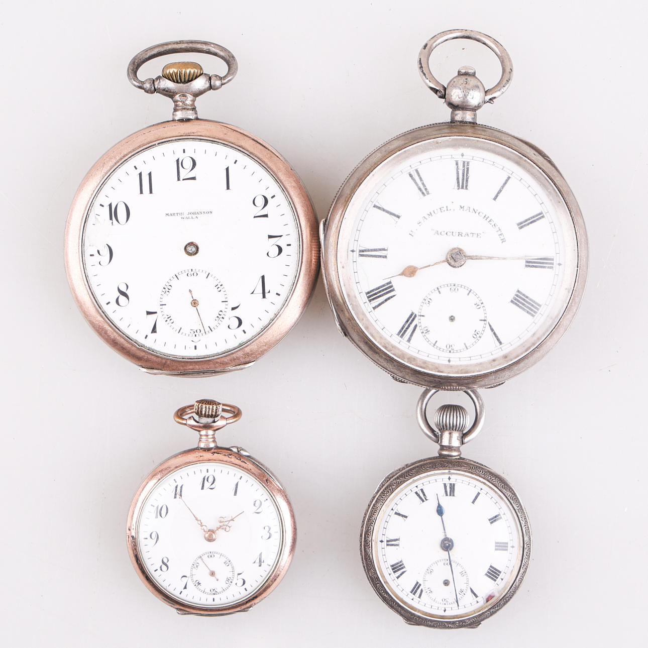 FICKUR, 4 stycken, silver, totalvikt ca 289 gram.