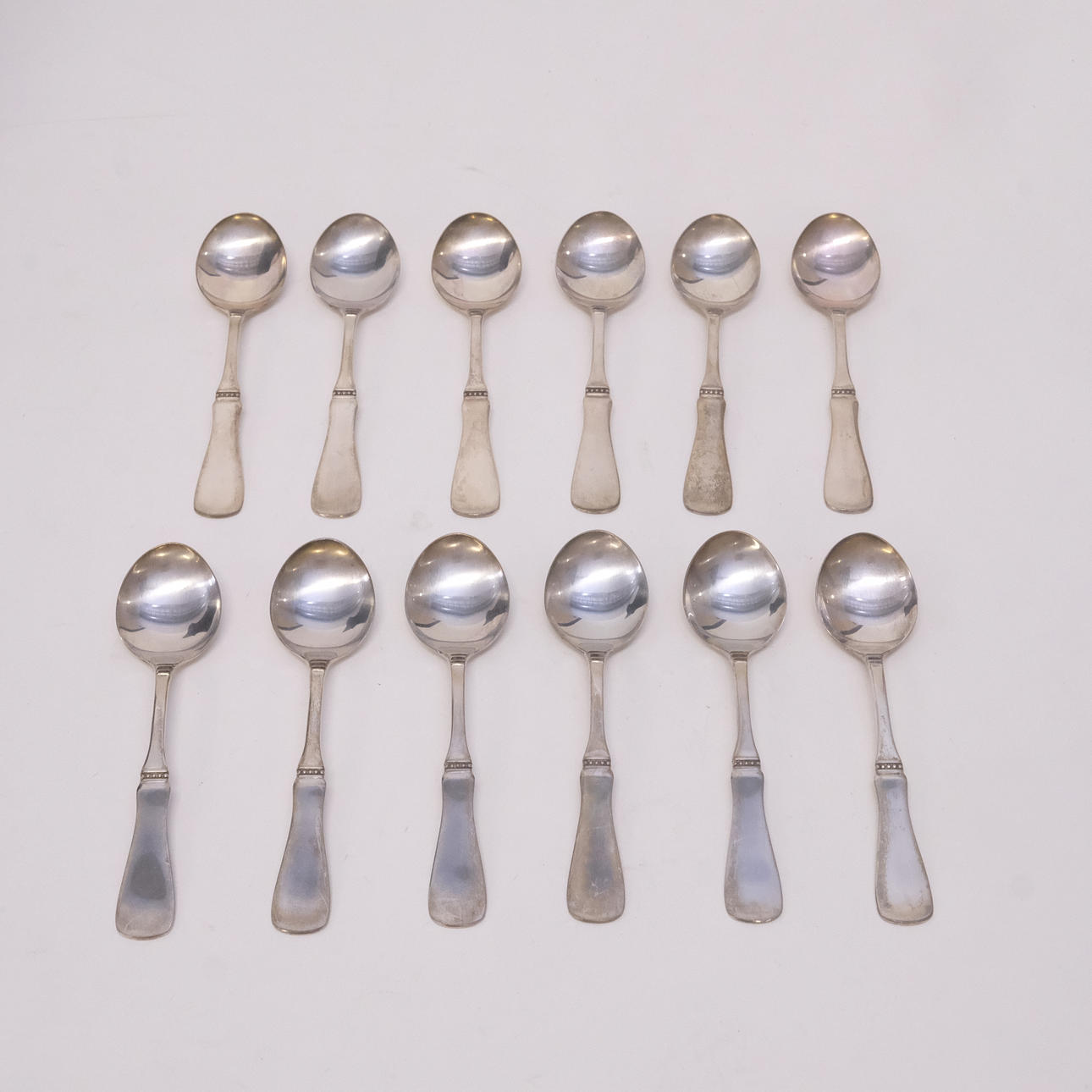 KAFFESKEDAR, "UPPSALA", SILVER, 12 STYCKEN.