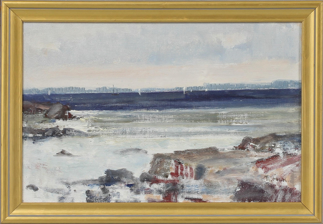 RAGNAR FALK. Kustmotiv, olja på duk, sign.