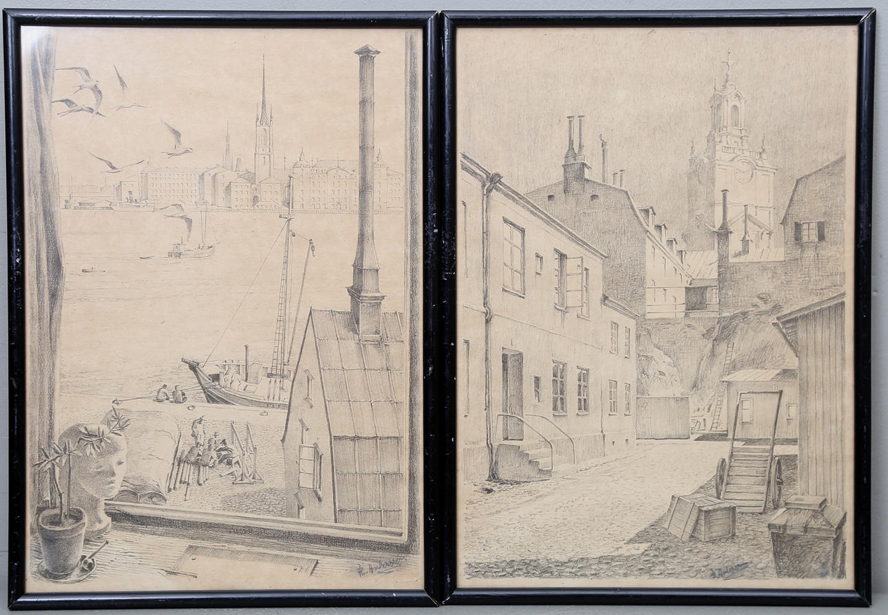 HARRY HARRYAN ANDERSSON. Teckningar, 2 st, signerade.