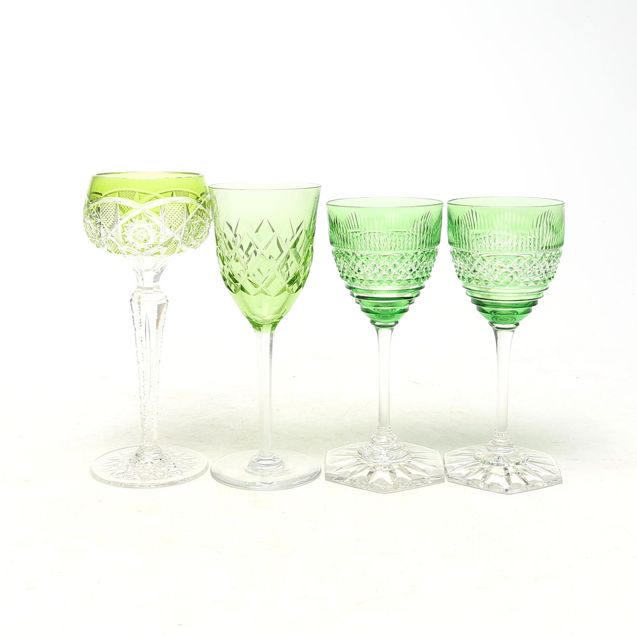 FESTGLAS, 4 st, olika, slipad dekor.