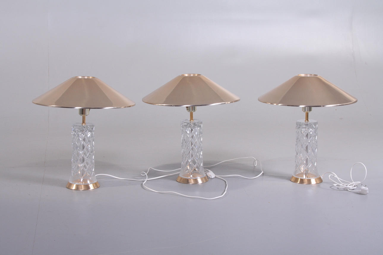 BORDSLAMPOR, 3 st, Bernadotte Crystal Collection.