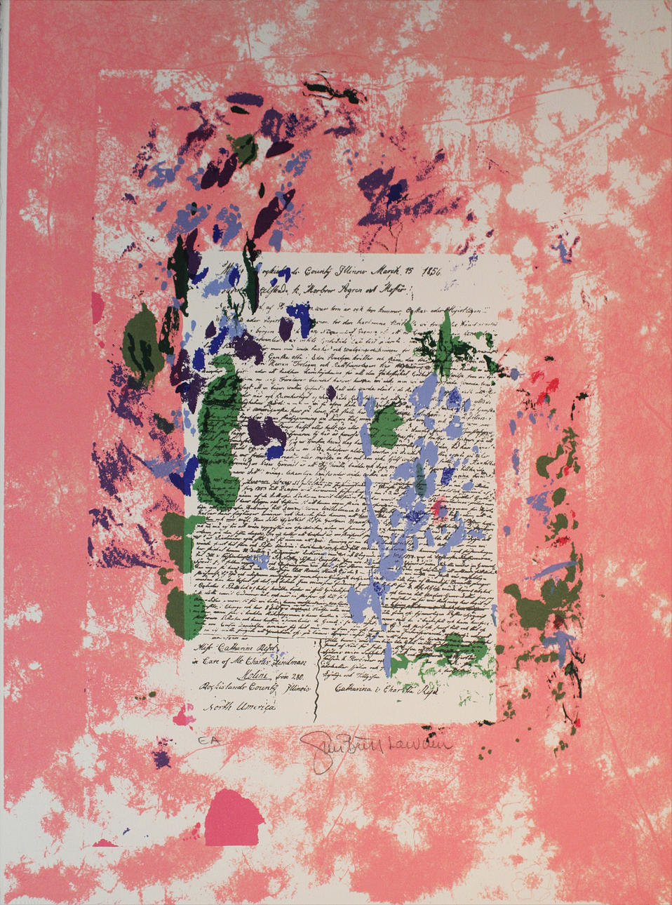 GUN-BRITT LAWURN. Komposition. Färglitografi. Signerad. EA.