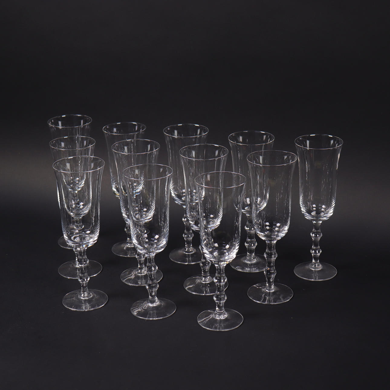 SIMON GATE. "Salut", Orrefors, champagneglas, 12 st.