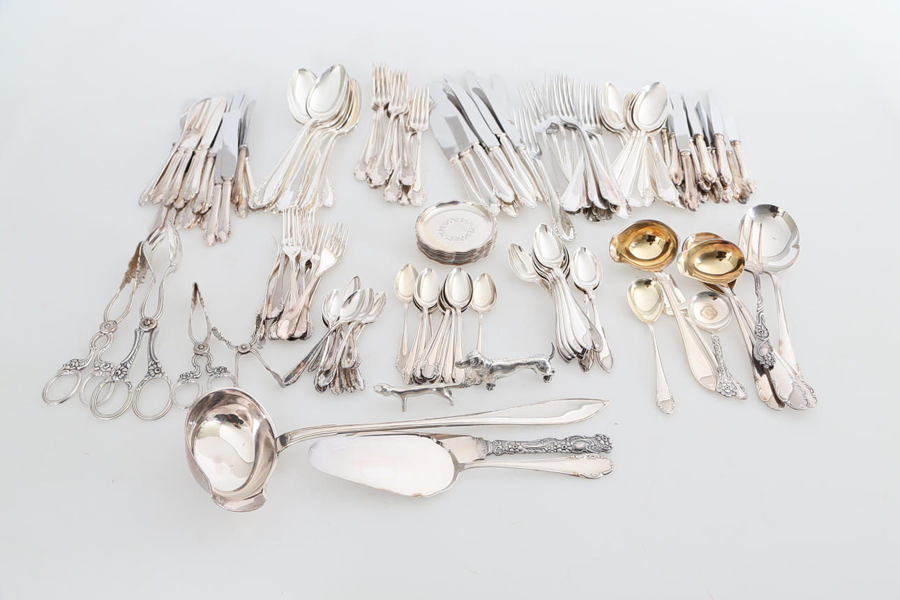 SAMLING BESTICK, ca 170 delar, nysilver, 1900-tal.