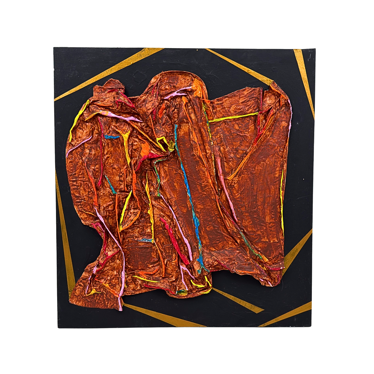 ABSTRACT ARTWORK IN MIXED MEDIA.