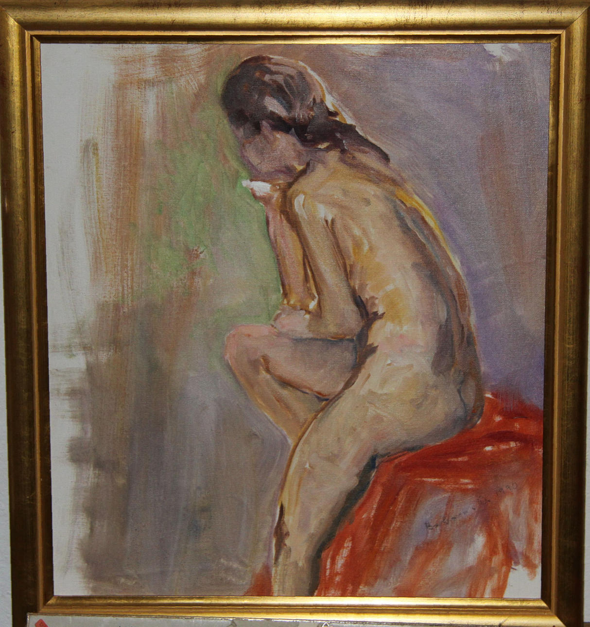 UNBEKANNTER KÜNSTLER. KVINNLIG RYGG NAKEN.