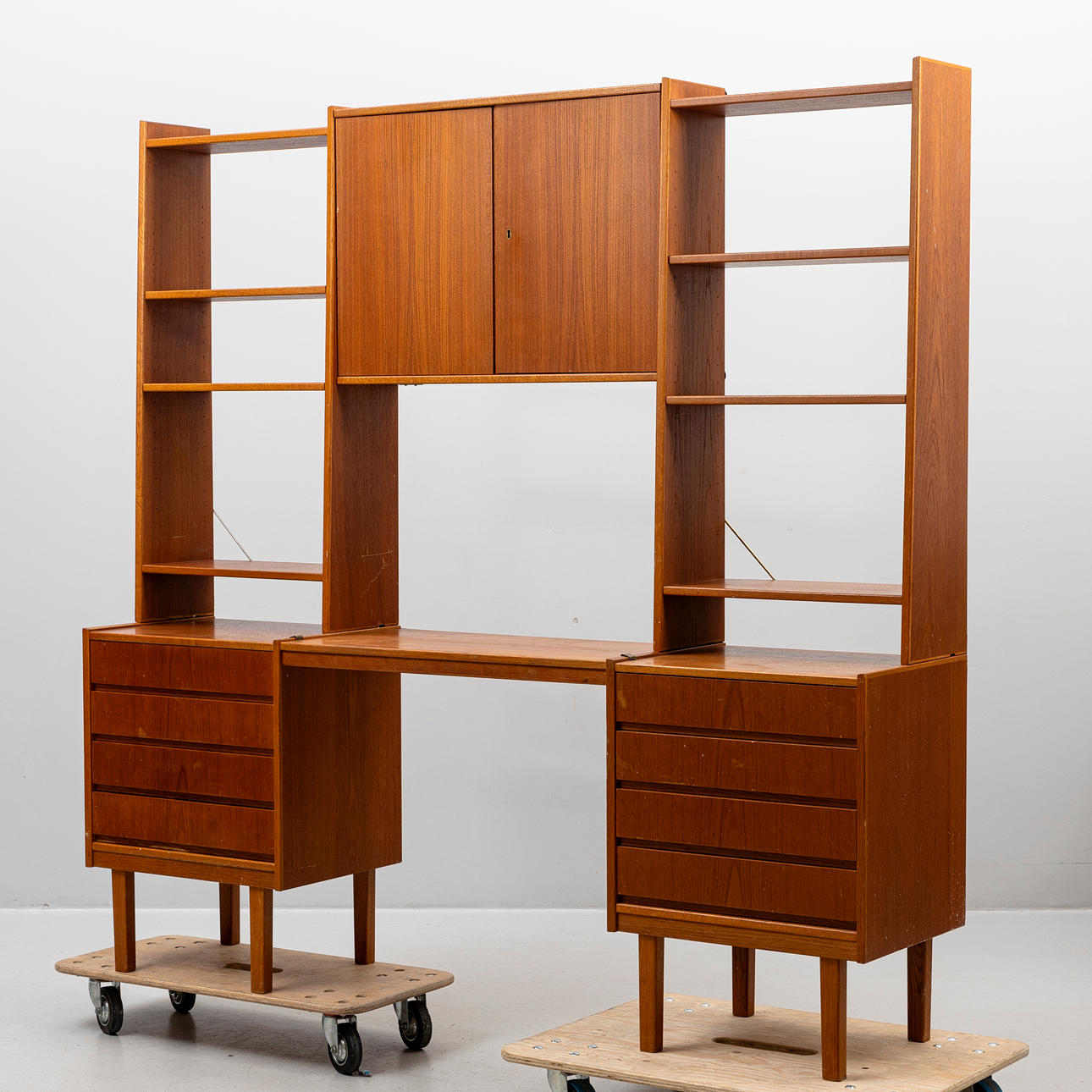 HYLLSYSTEM, 6 moduler, teak, 1960-tal.