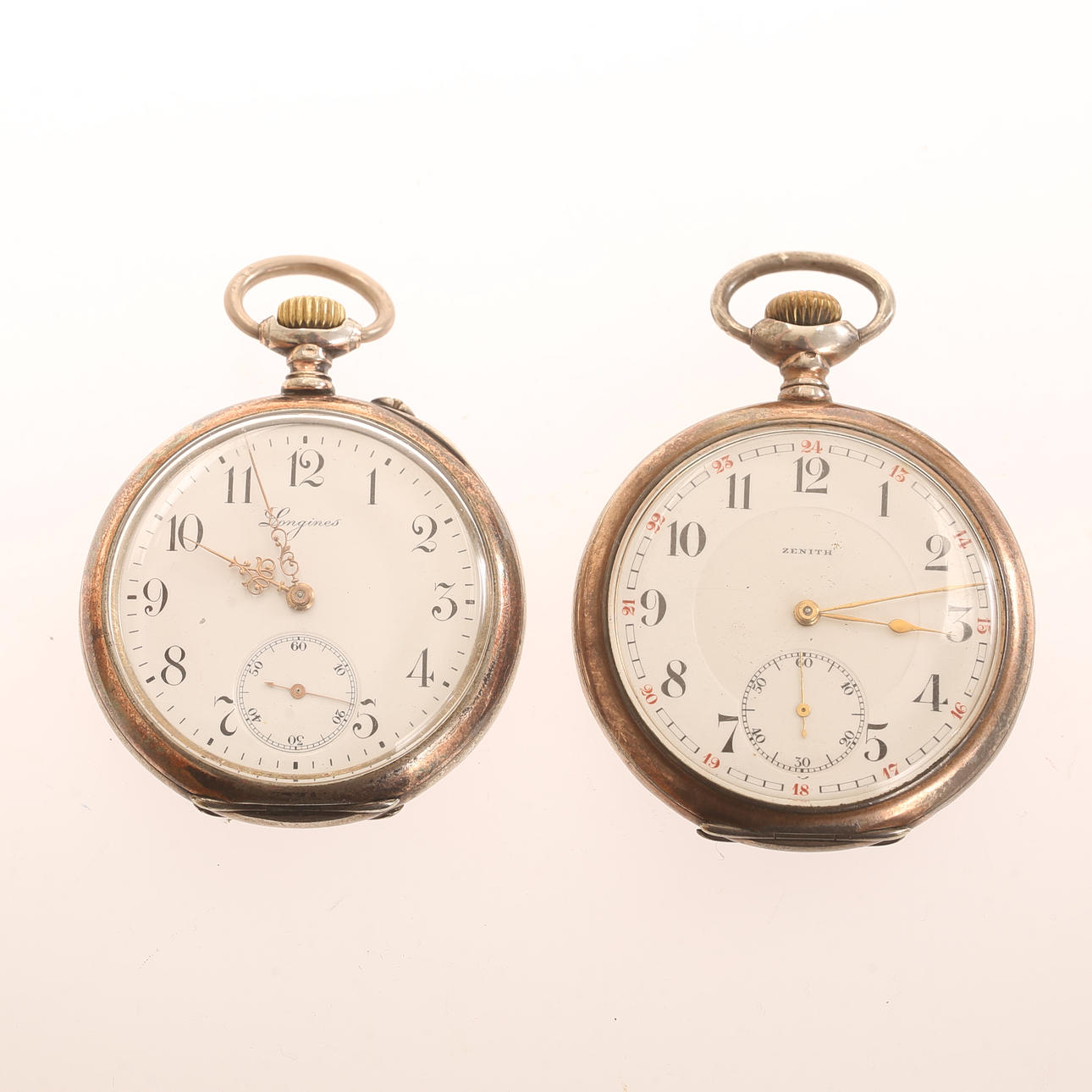 FICKUR, 2 stycken, Zenith och Longines, silver.