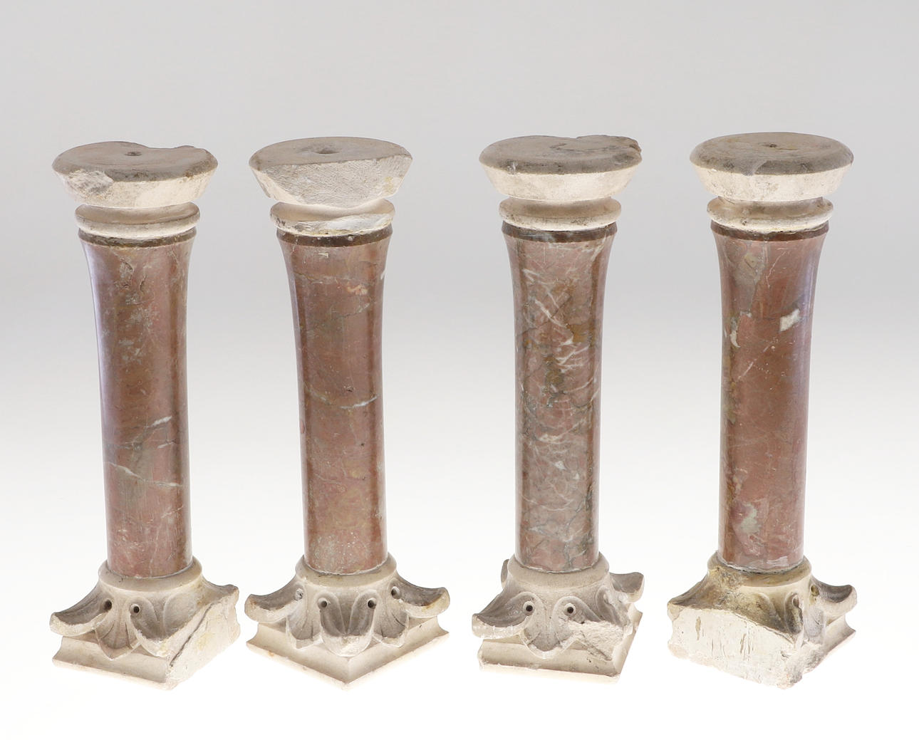 SET OF FOUR DECORATIVE BROWN MARBLE COLUMNS. Garden & Architectural ...