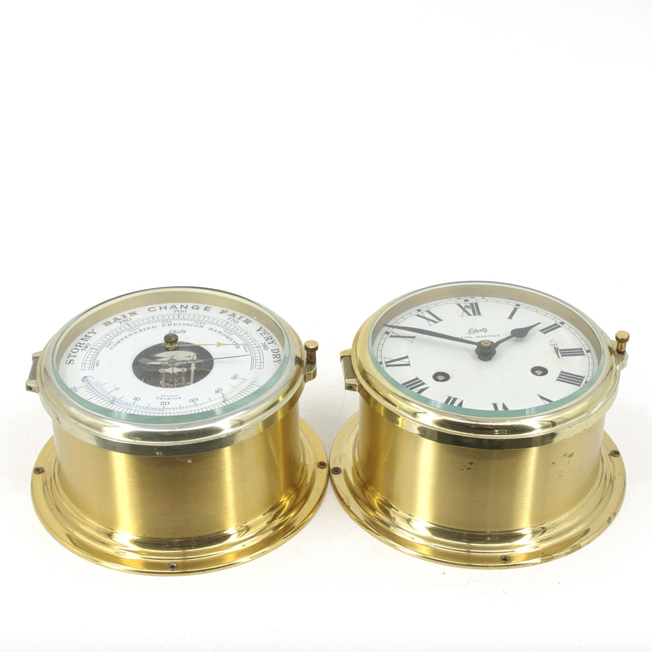 BAROMETER och KLOCKA, mässing, Schartz, Tyskland.