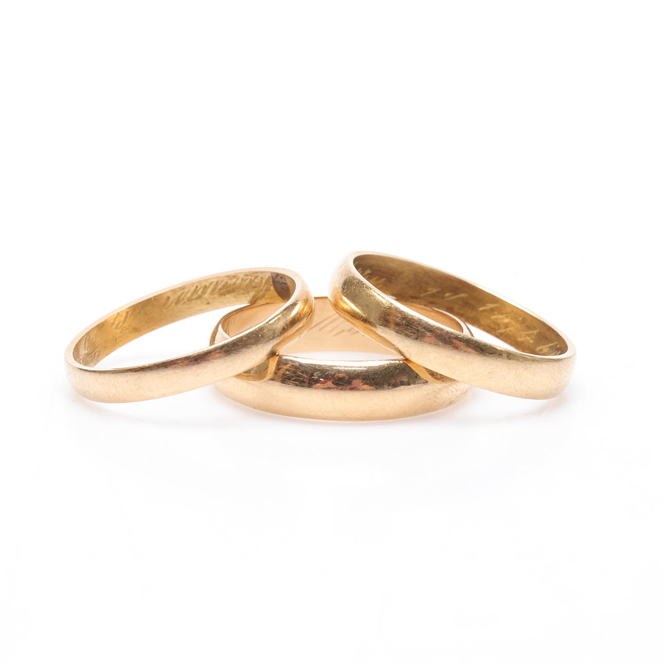 RINGAR, 3st, 18k guld, vikt ca 11 gram.