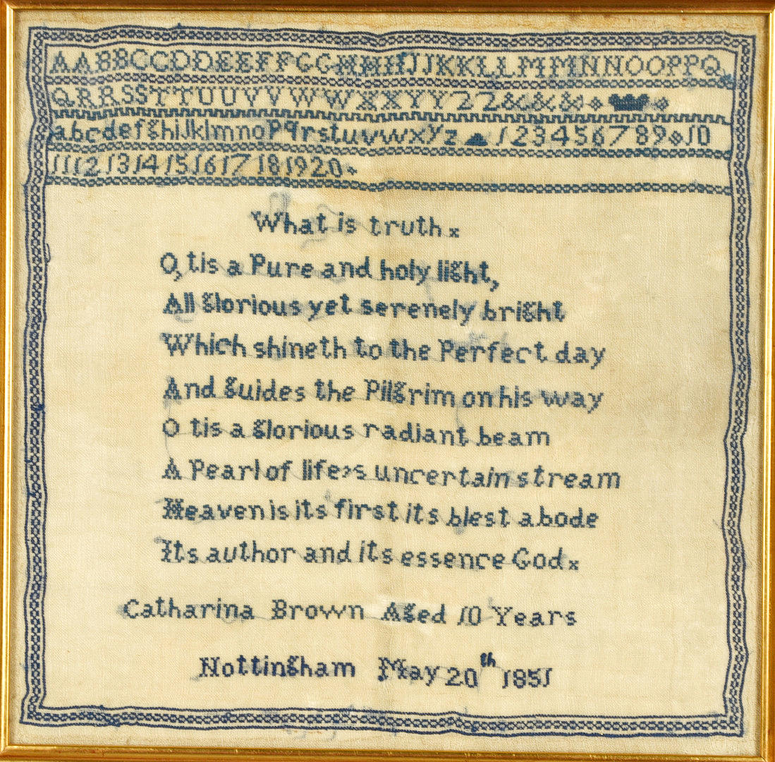 BRODERAD MÄRKDUK. Daterad 1851.