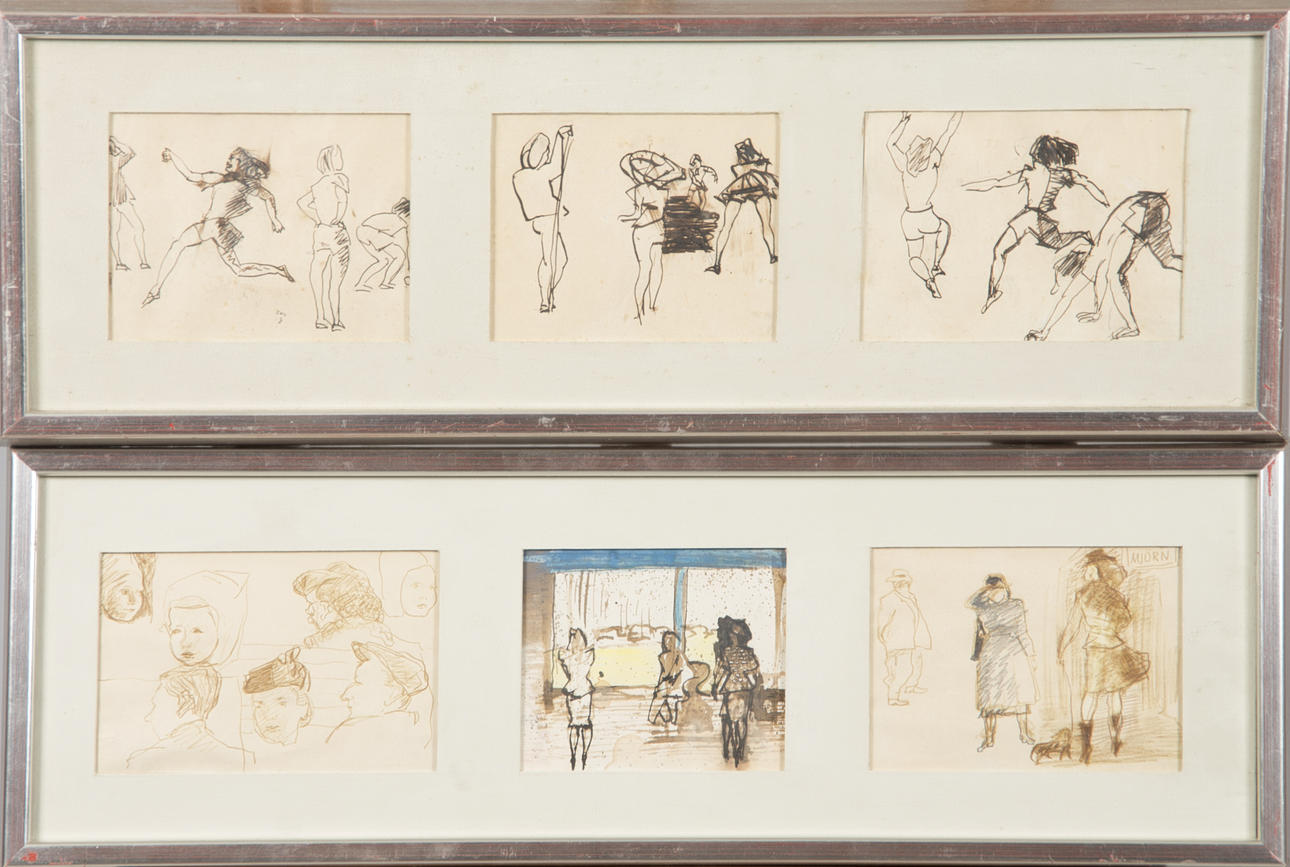 ÅKE DALBERG. TILLSKRIVEN. Figurer, 2 stycken tavlor, teckning/akvarell, osignerade.