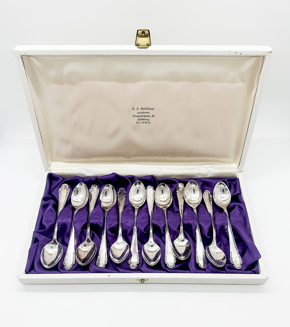 KAFFESKEDAR, 12 st, silver, Haga.