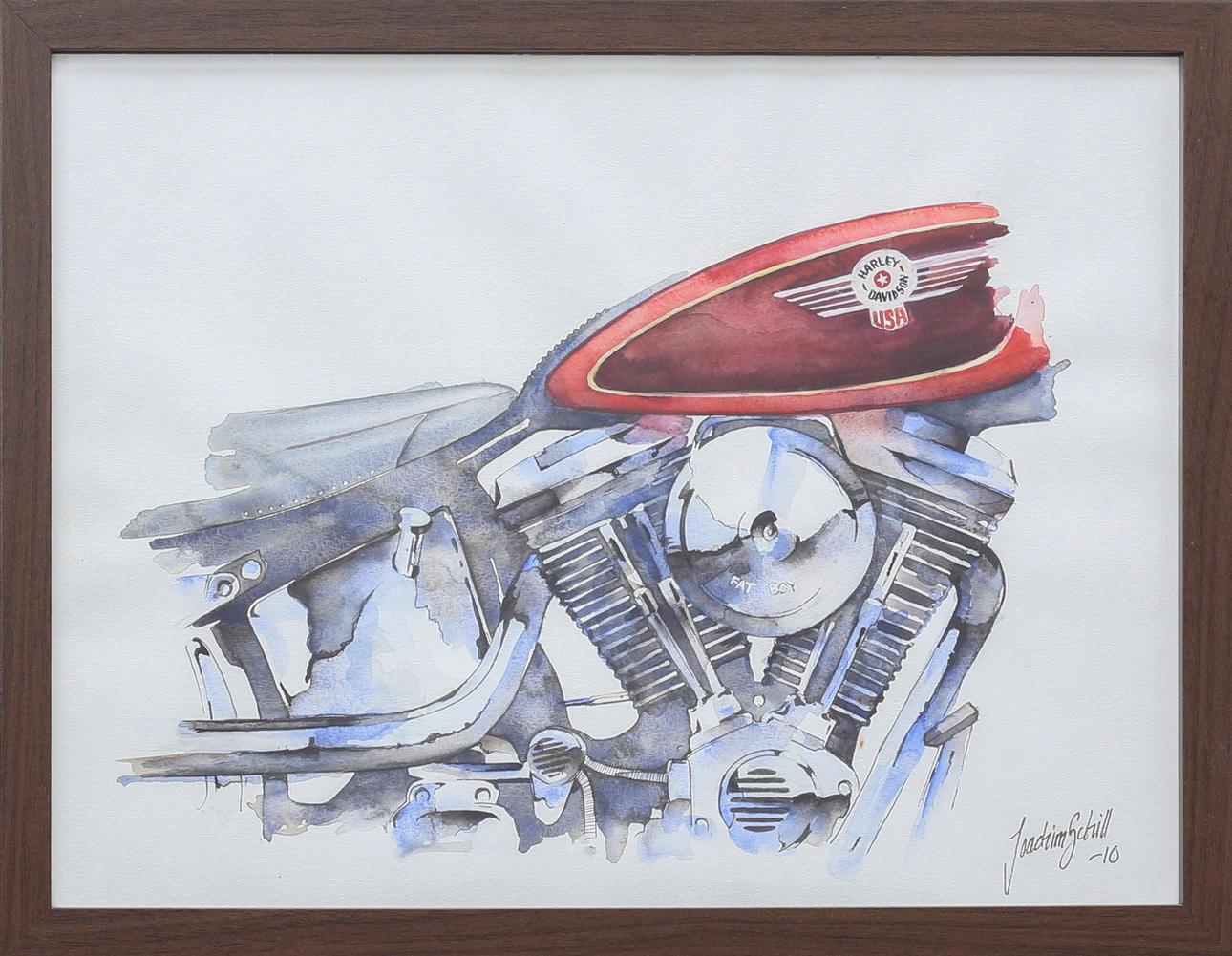 JOACHIM SCHILL. Harley Davidson, watercolour, signed, dated 2010.