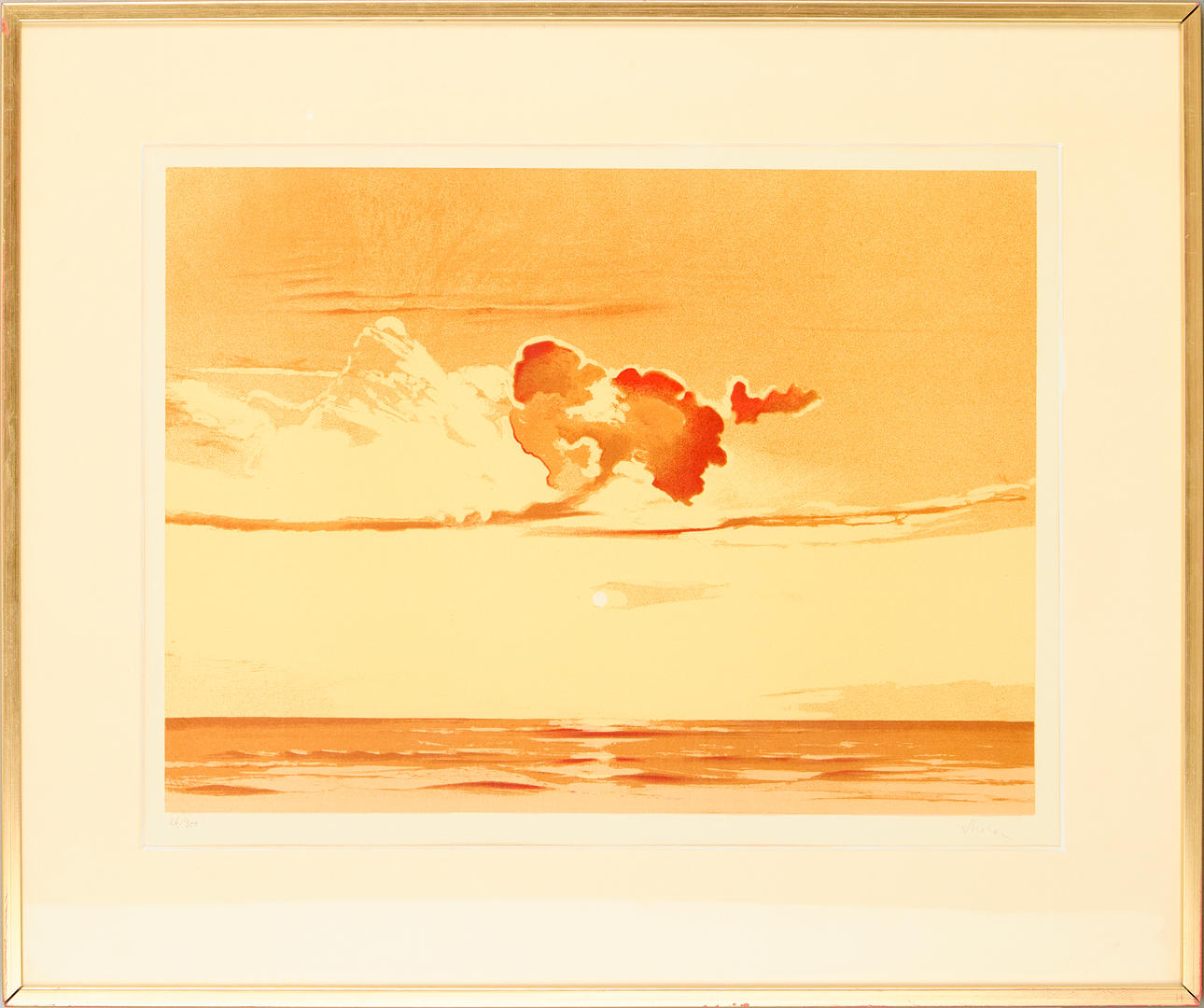 GUNNAR THORÉN (1931-2002). Colour lithograph, red sky.