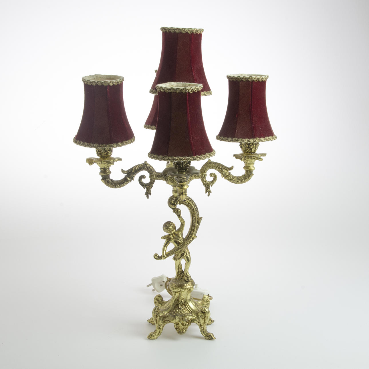 BORDSLAMPA, 5-armad, förgylld metall, rokokostil.