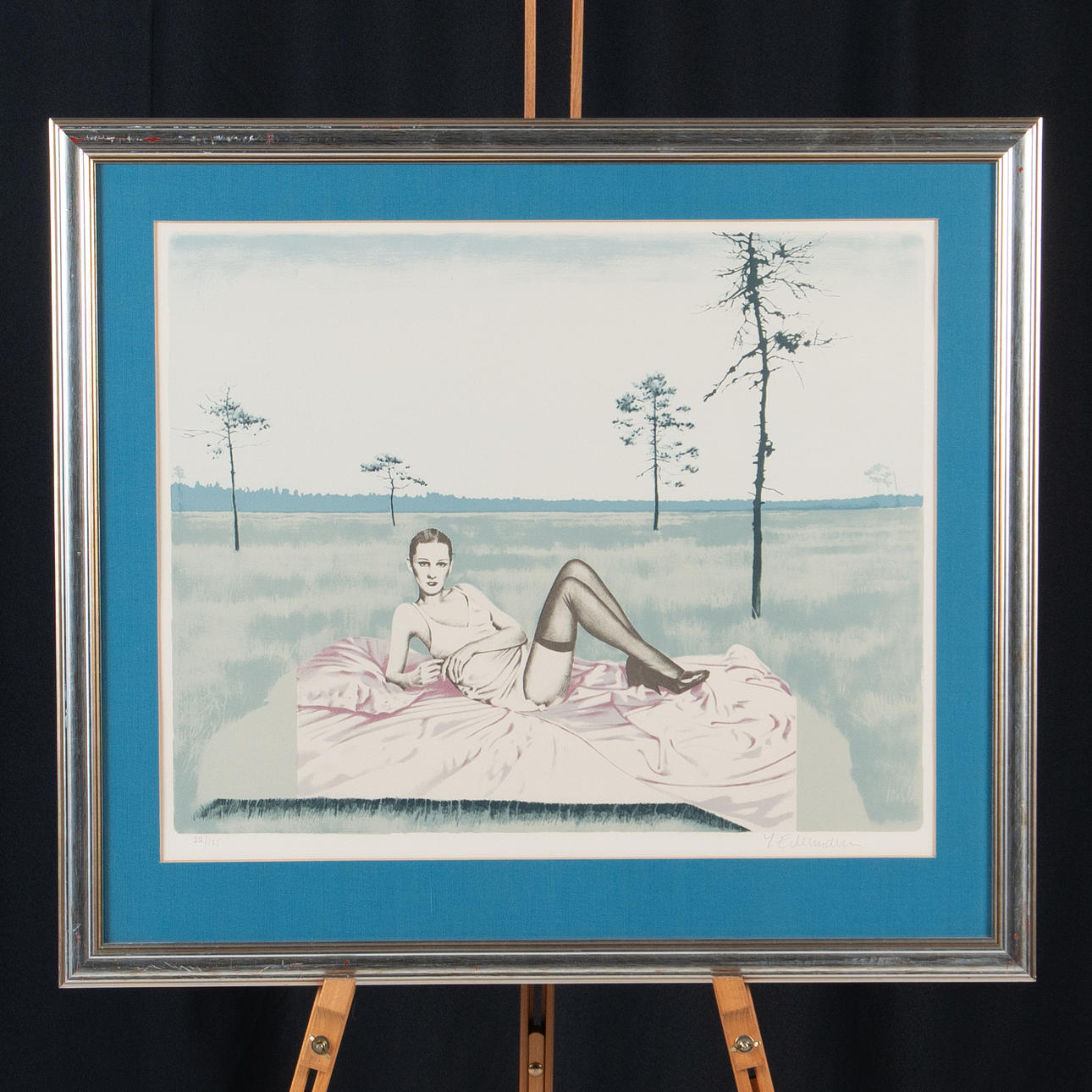 YRJÖ EDELMANN. Färglitografi, "Sommaräng".