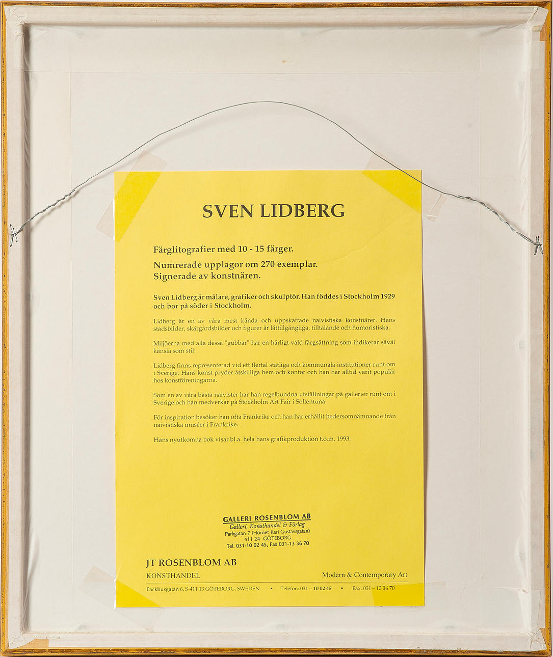SVEN LIDBERG, colour lithograph, signed and numbered 2/150. Art