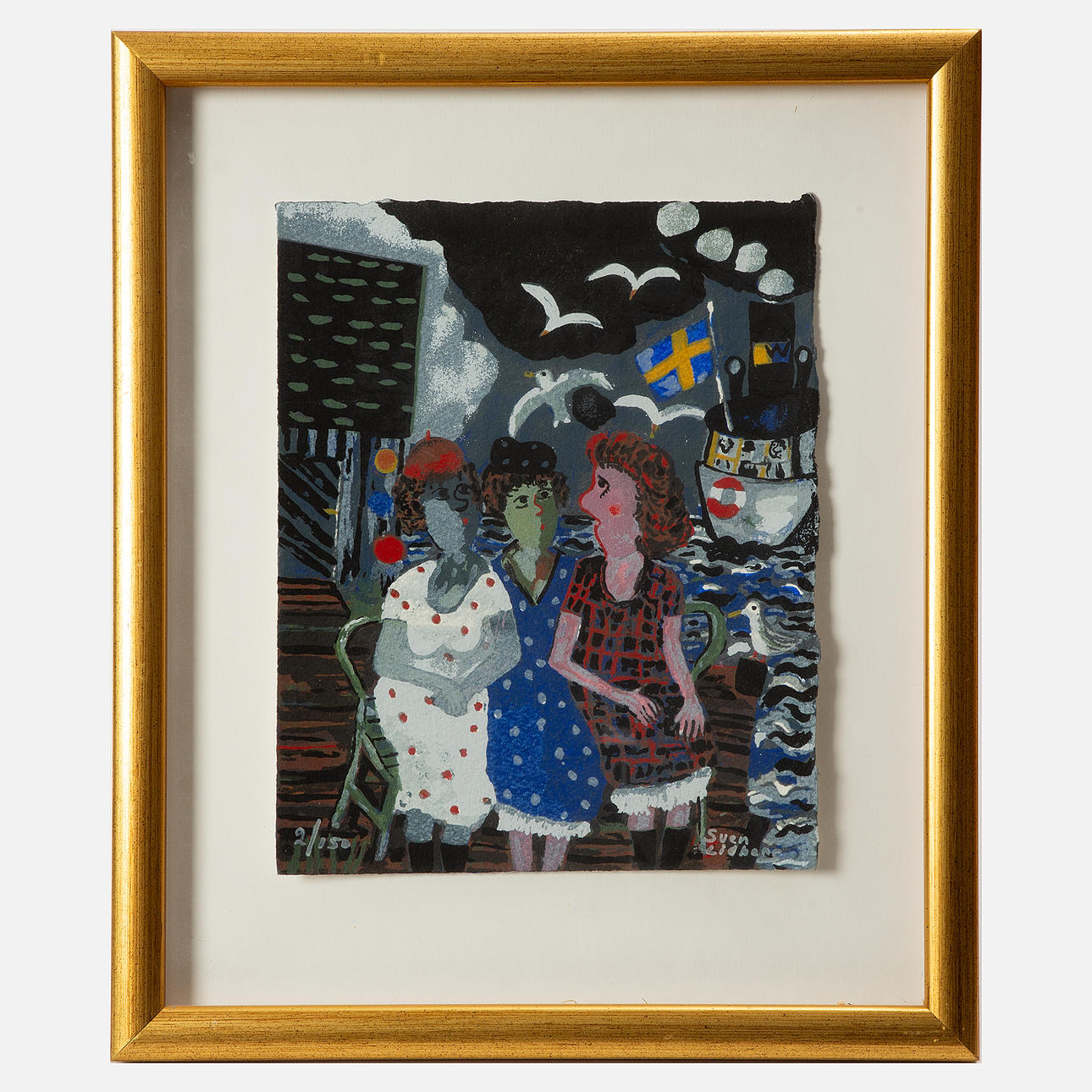 Sven Lidberg リトグラフ　スウェーデン画家 SVEN LIDBERG, colour lithograph, signed and numbered 2/150. Art