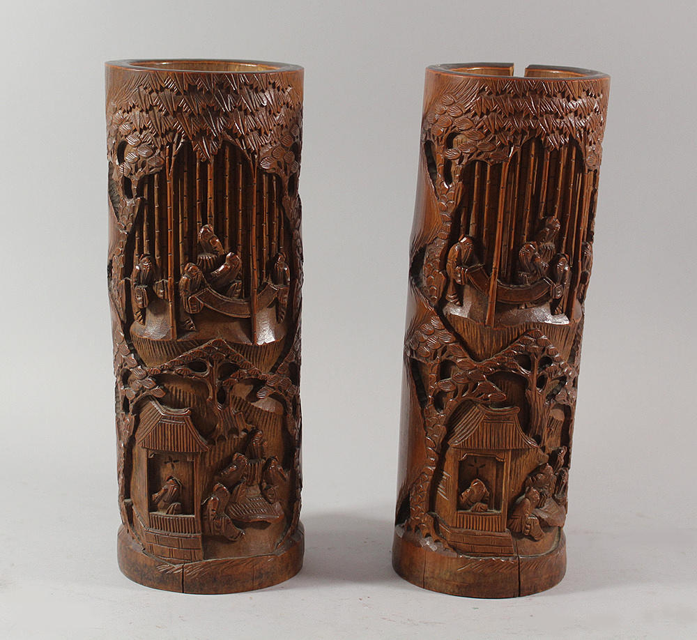 BAMBOO VAS, par, carving.