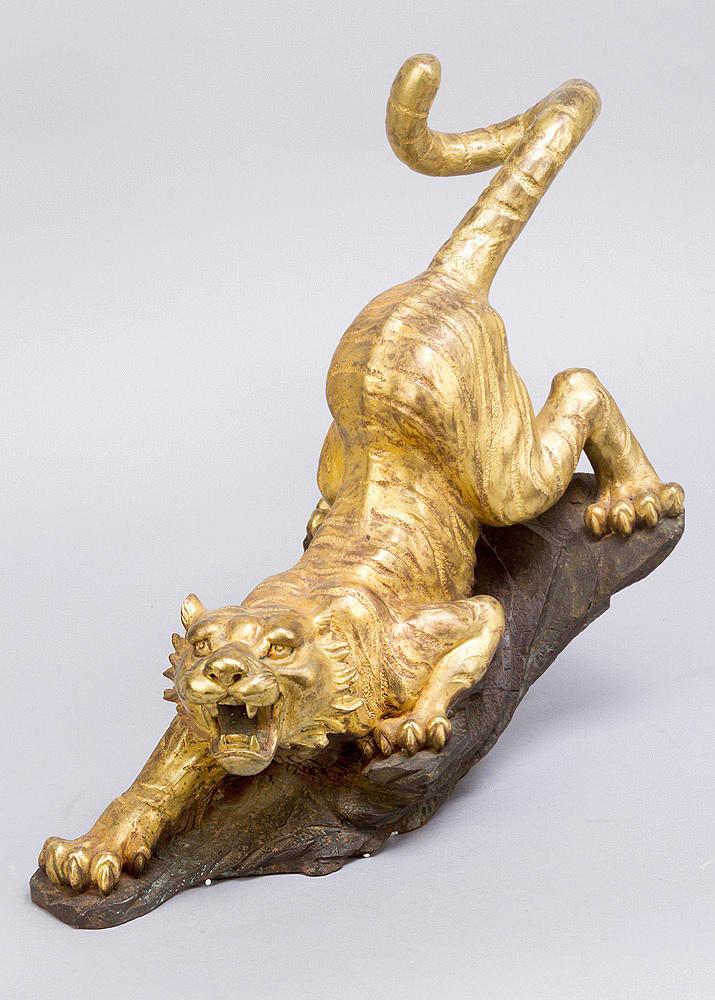 BRONS tiger kina guld.