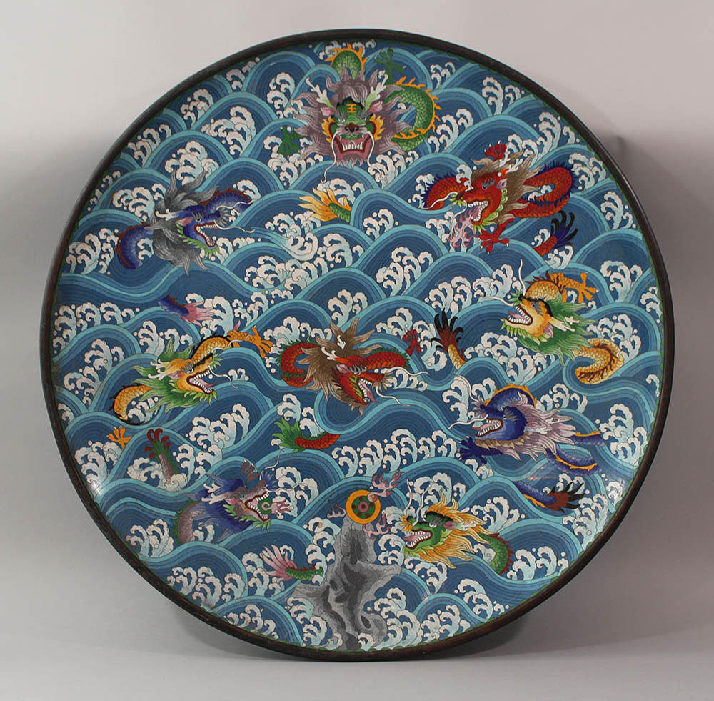 CLOISONE, tallrik, drake, emalj, porslin.